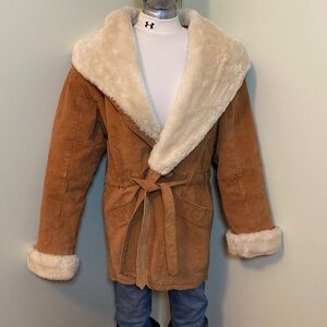 Women's Tan Faux Fur trimmed Leather Jacket